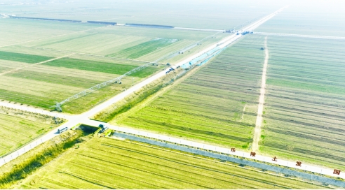 科技助农 指针式喷灌机与植保无人机在山东乐陵春耕春管中的应用